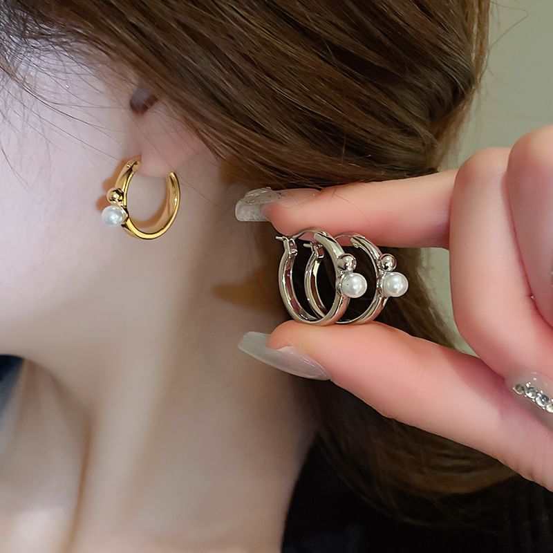 Hoop Pearl Earring Faux