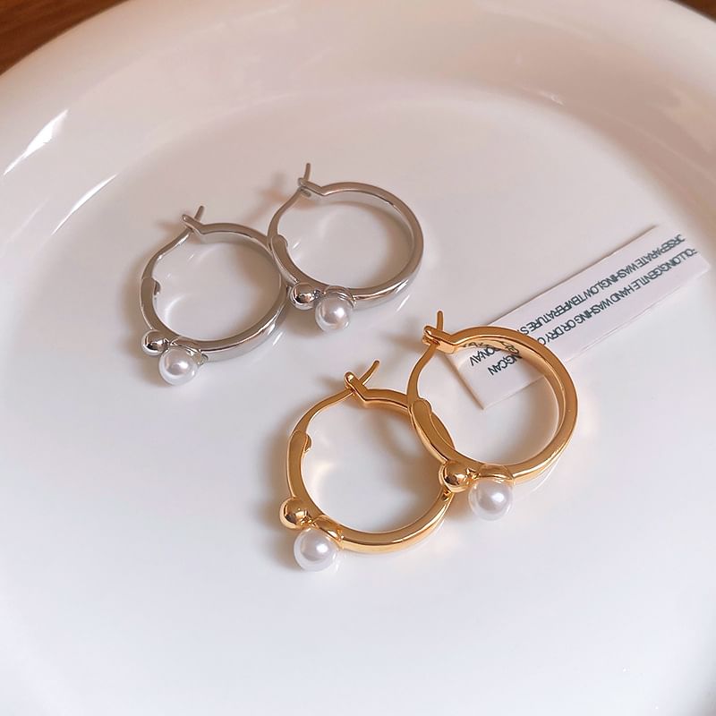 Hoop Pearl Earring Faux