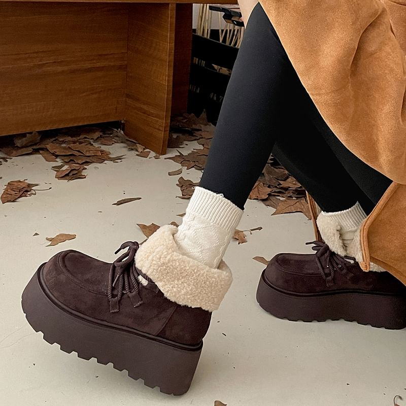 Platform Lace-Up Short Snow Boots