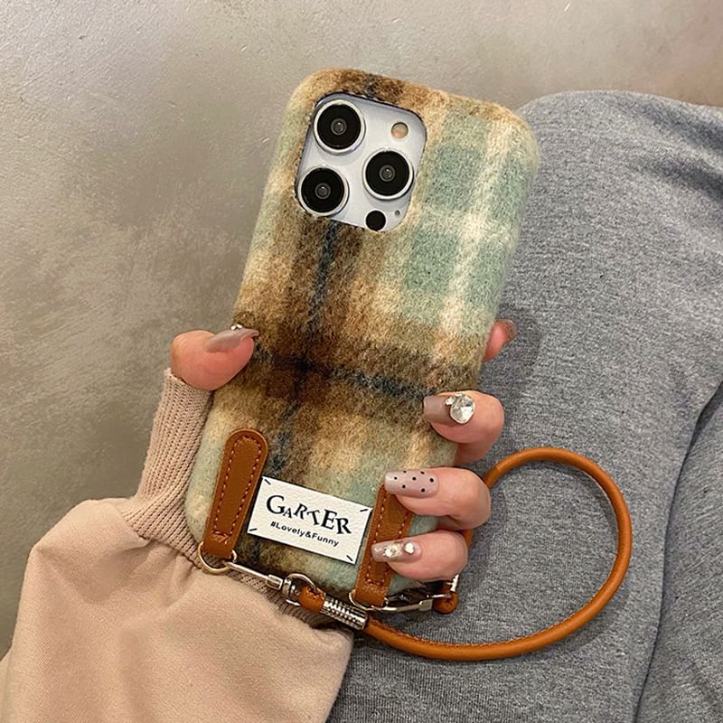 Strap Plaid Case Phone