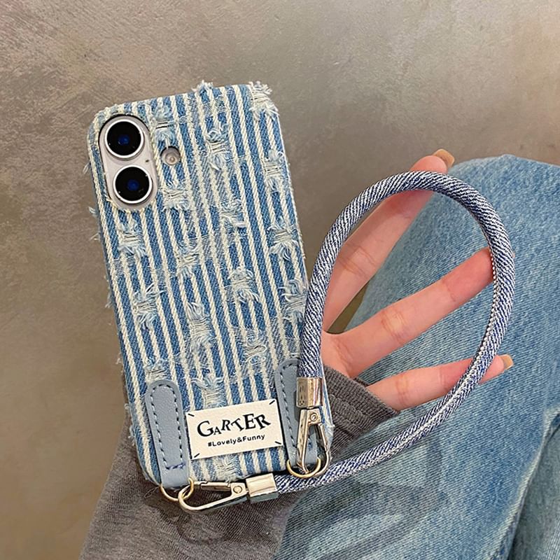Phone Denim Case Distressed / Strap Set