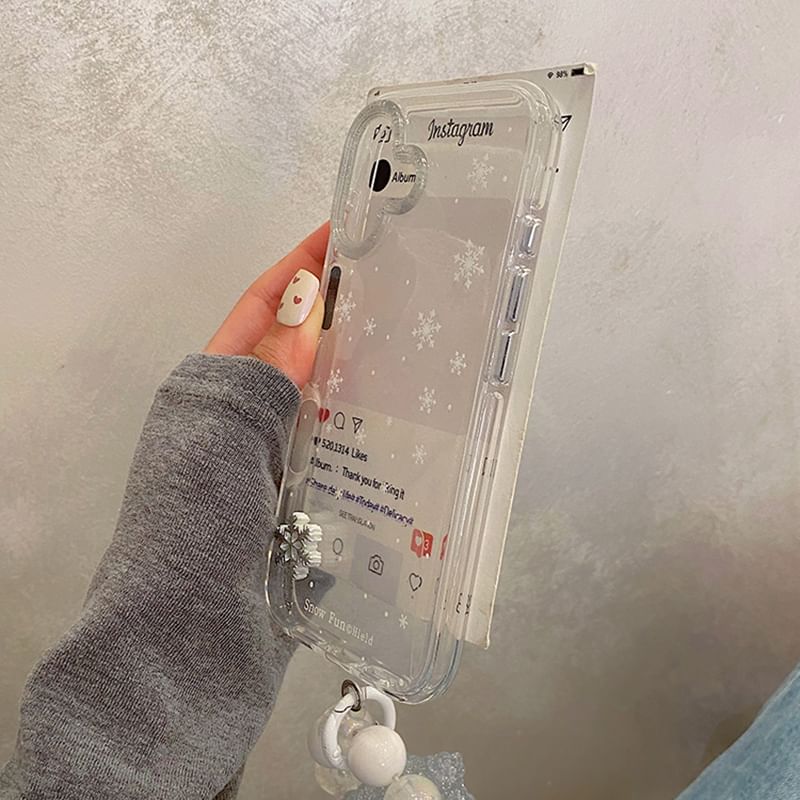 / Snowflake Decoration Adhesive Case Phone Strap Set