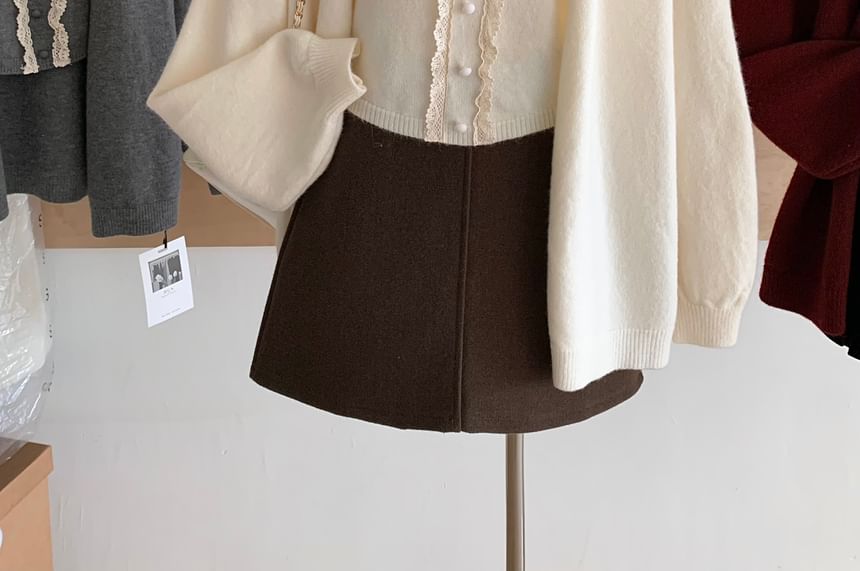 Lace-Trim Knit Camisole & Open-Front Cardigan Set