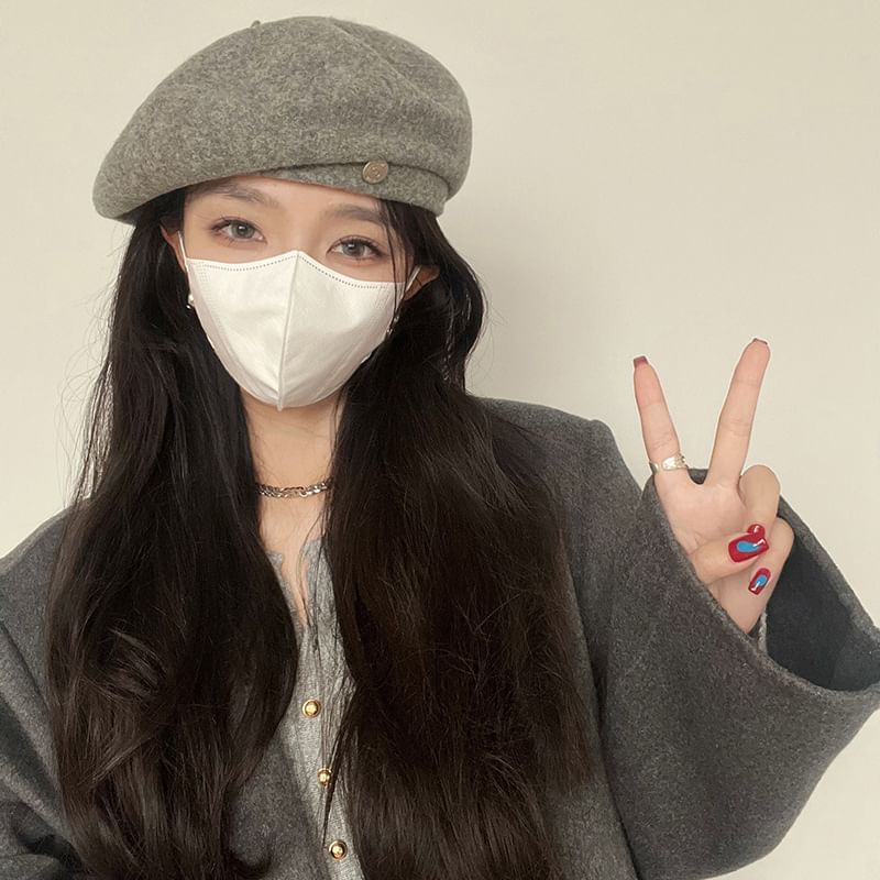 Disc Wool Beret Hat Metal