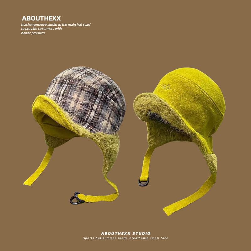 Trapper Plaid Fur Hat Faux