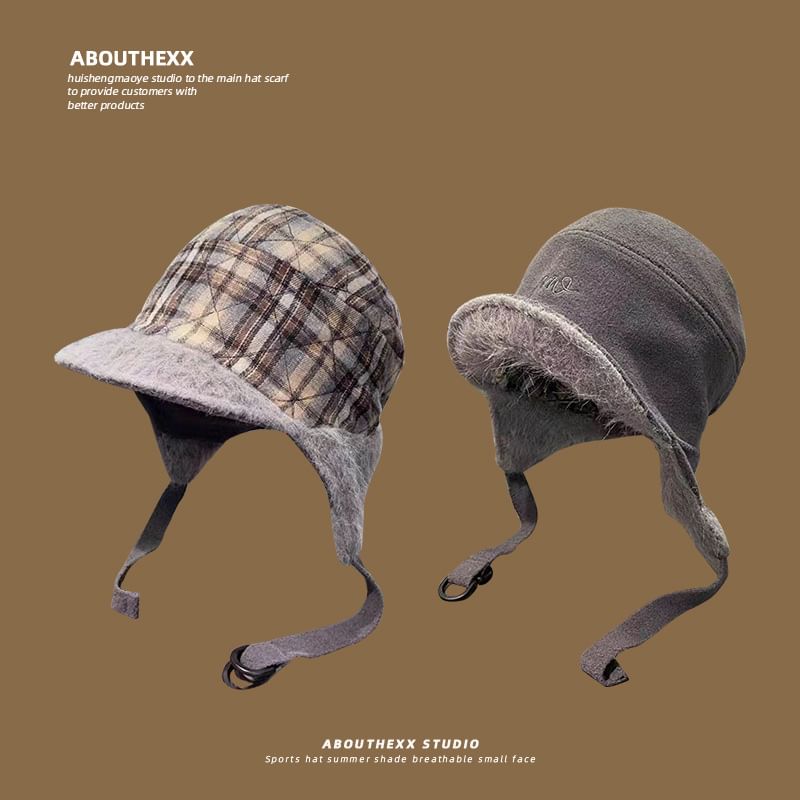 Trapper Plaid Fur Hat Faux