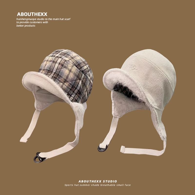 Trapper Plaid Fur Hat Faux