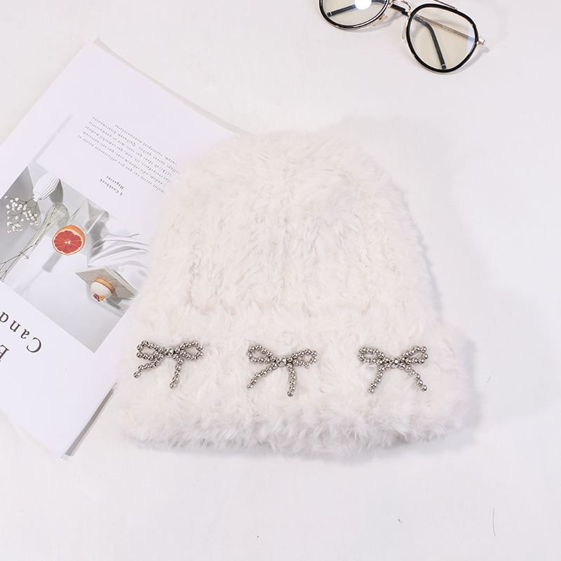 Metallic Beanie Bow Studded Chenille