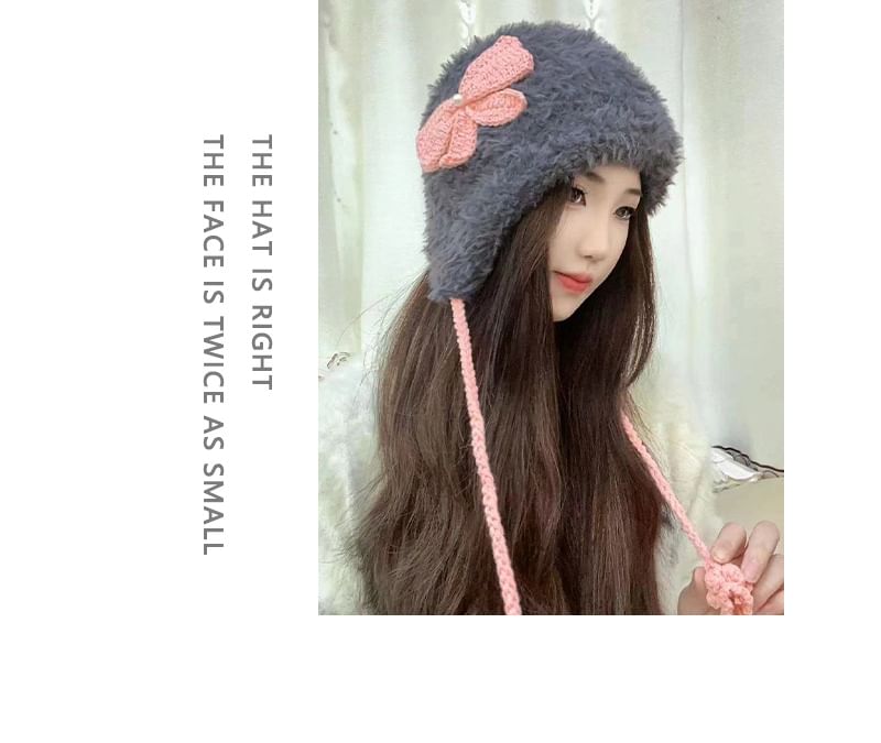 Bow Hat Chenille Trapper Applique