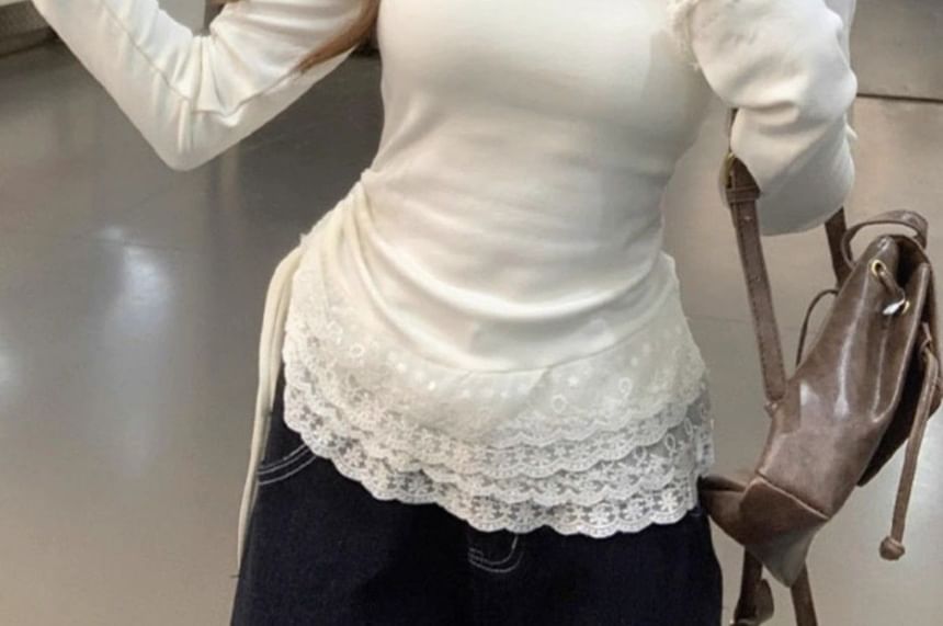Long-Sleeve Lace Top