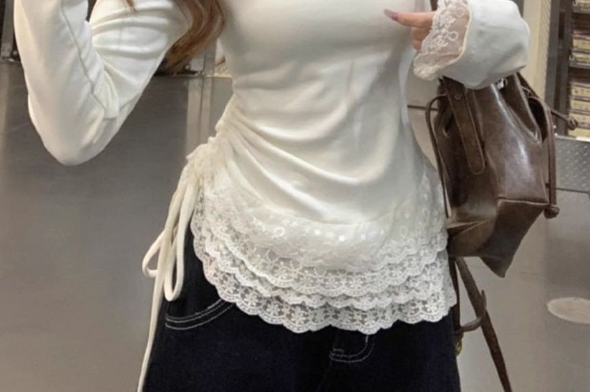Long-Sleeve Lace Top