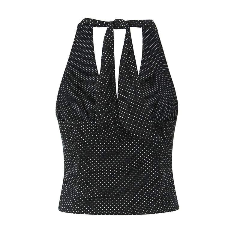 Halter Backless Crop Top & Asymmetrical Lace Mini Skirt