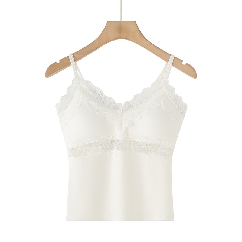 Padded V-Neck Lace-Trim Crop Camisole