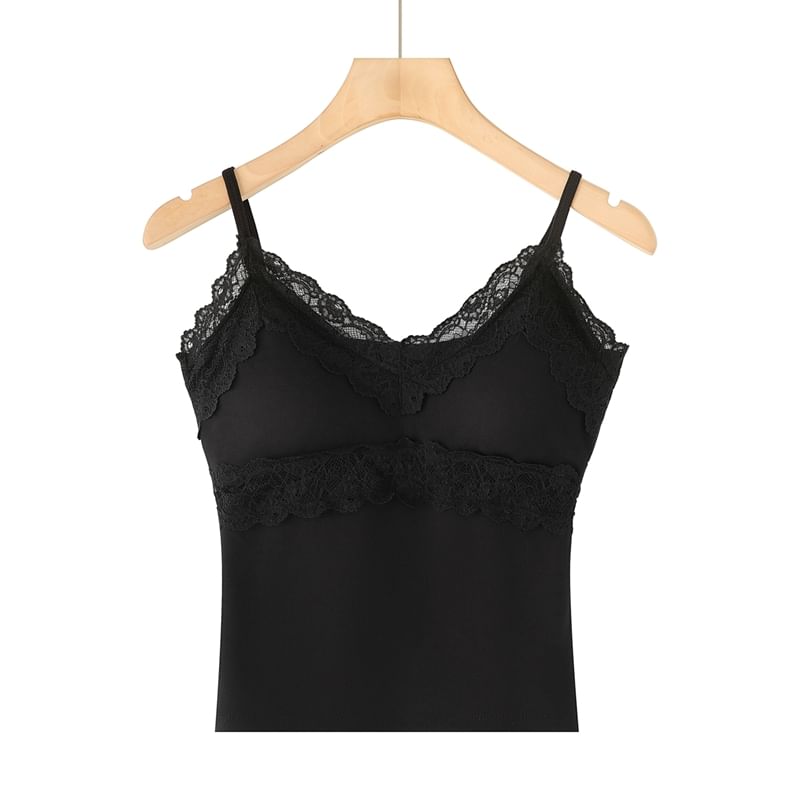 Padded V-Neck Lace-Trim Crop Camisole