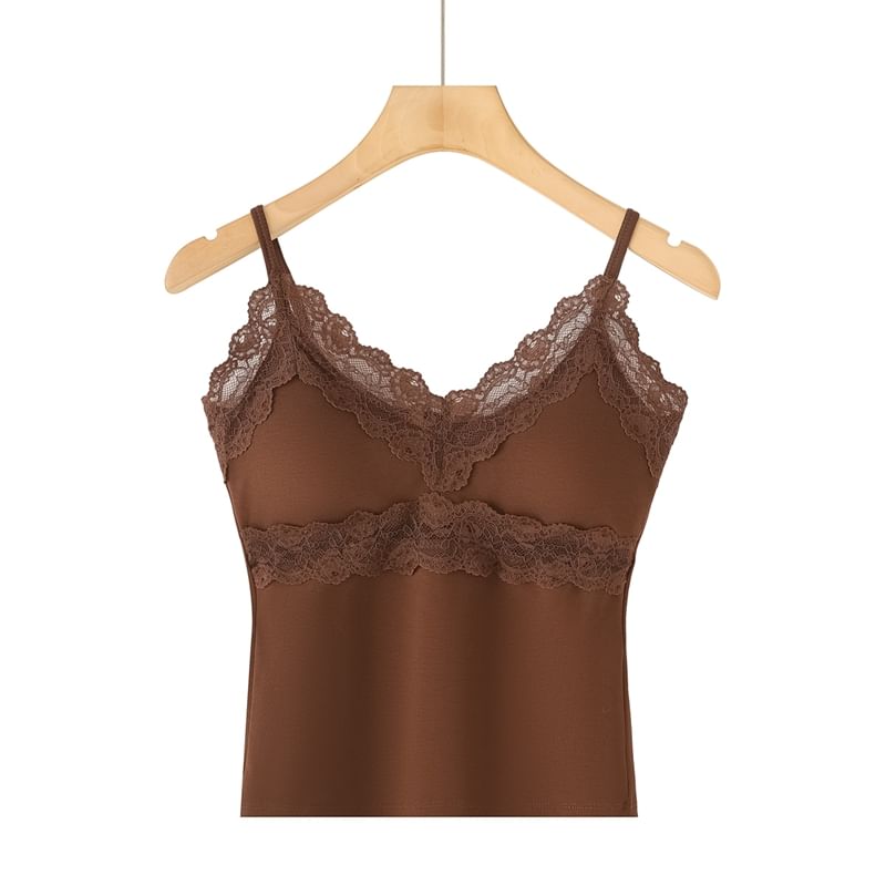 Padded V-Neck Lace-Trim Crop Camisole