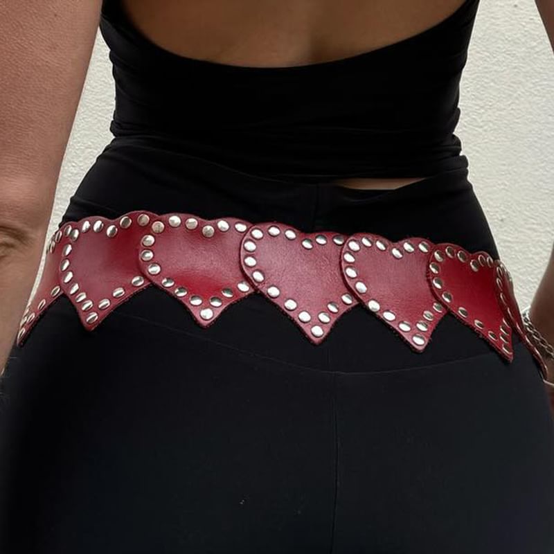 Studded Belt Heart-Shaped
