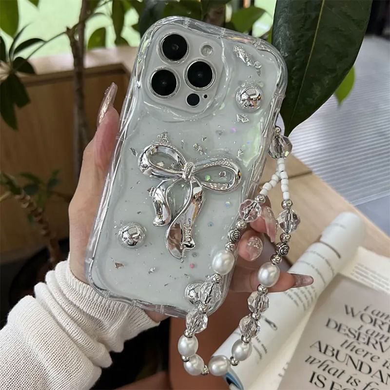 Bow Set Pearl / Strap Case Faux Phone