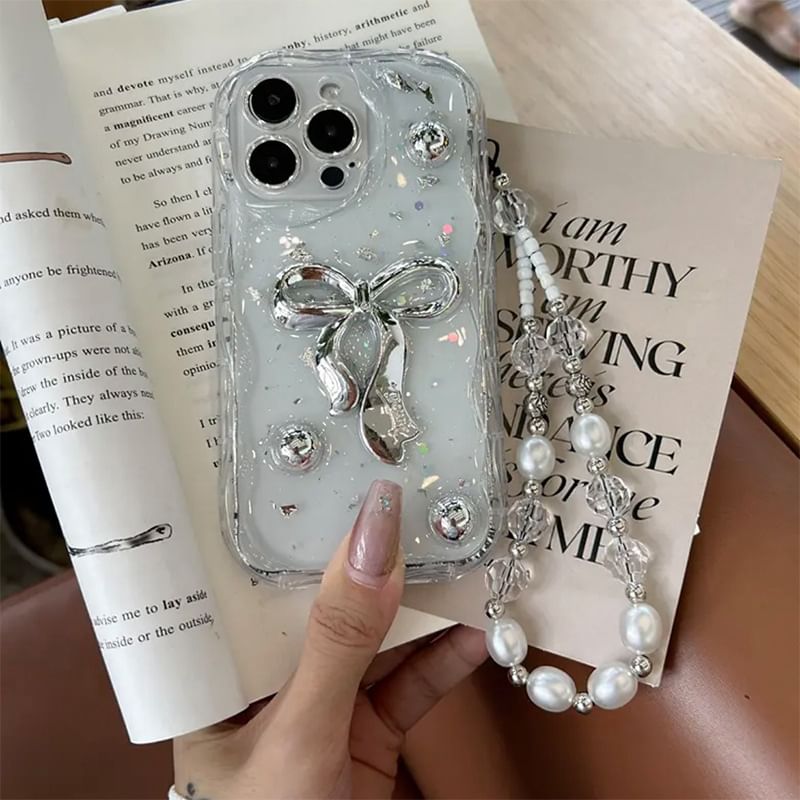 Bow Set Pearl / Strap Case Faux Phone