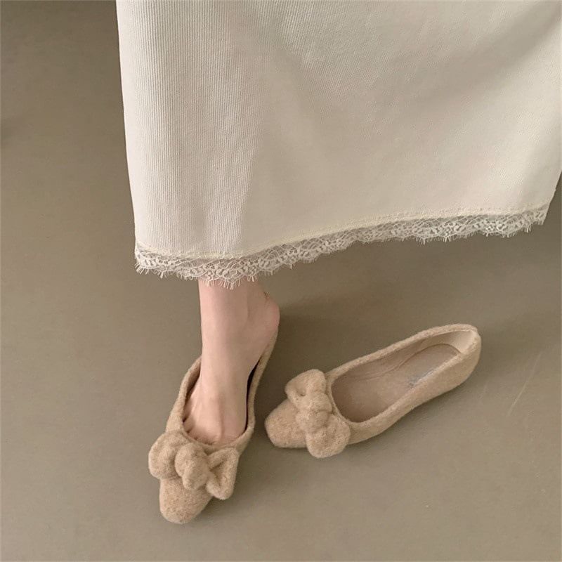 Wool Flats Bow Toe Square