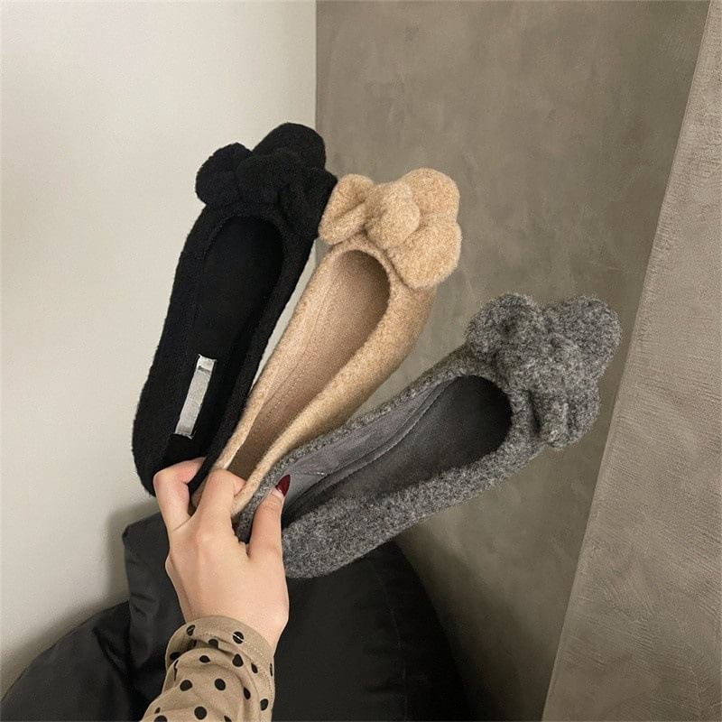 Wool Flats Bow Toe Square