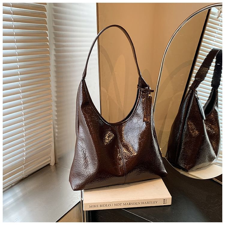 Leather Faux Plain Tote Bag