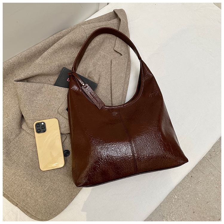 Leather Faux Plain Tote Bag