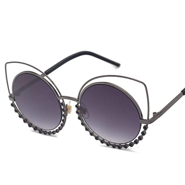 Cat Frame Metal Sunglasses Eye Rhinestone