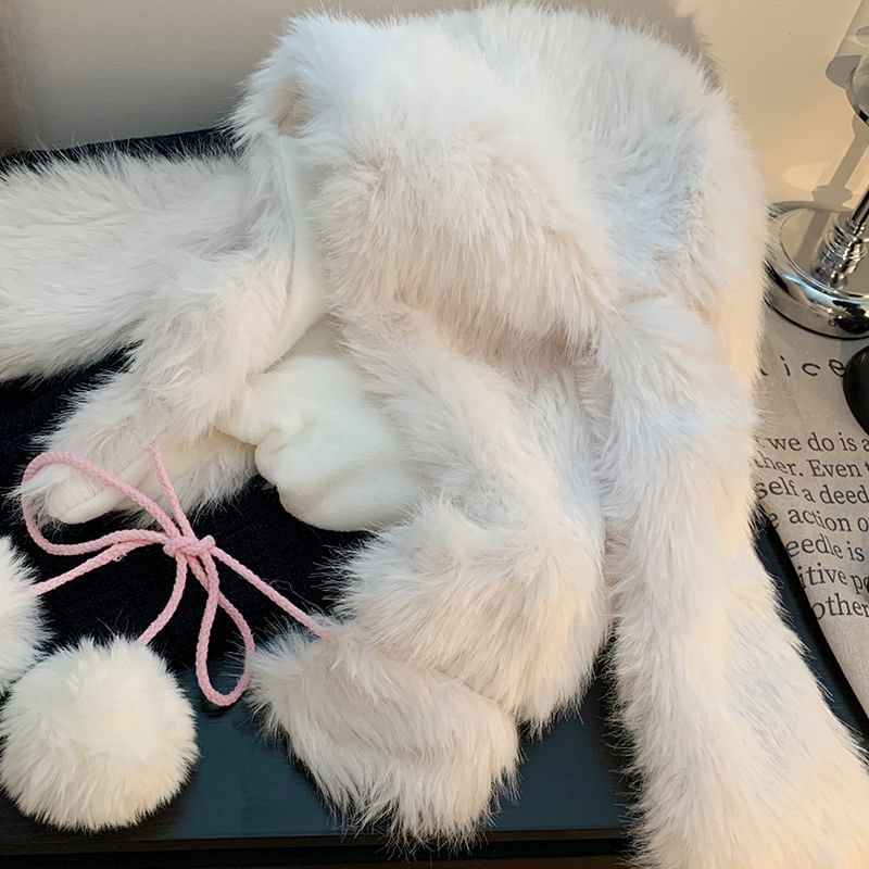 Pom Ear Trapper Rabbit Hat