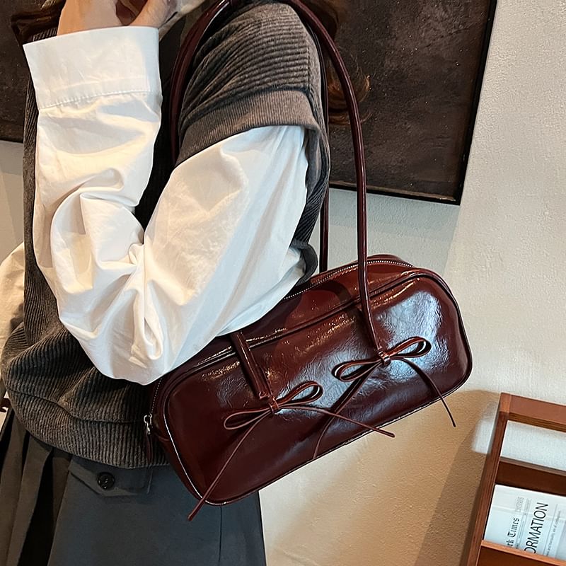 Bow Leather Bag Shoulder Faux