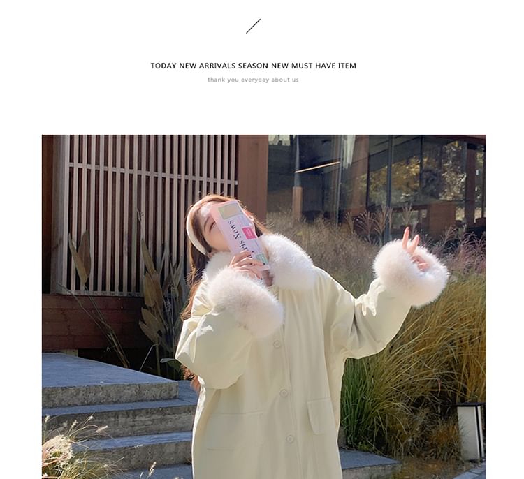 Fluffy Collar Button-Up Coat