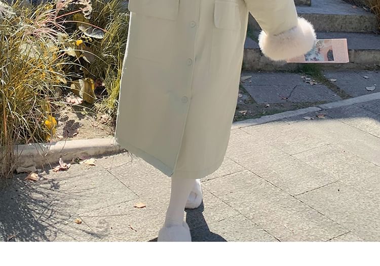 Fluffy Collar Button-Up Coat