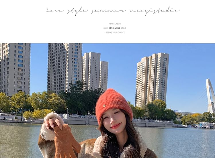 Fluffy Collar Plaid Double-Breasted Jacket