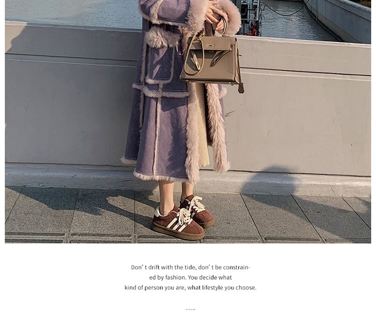 Fluffy Collar Buckled Button-Up Jacket