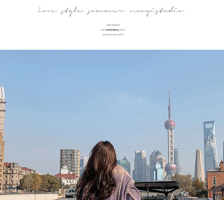 Fluffy Collar Buckled Button-Up Jacket