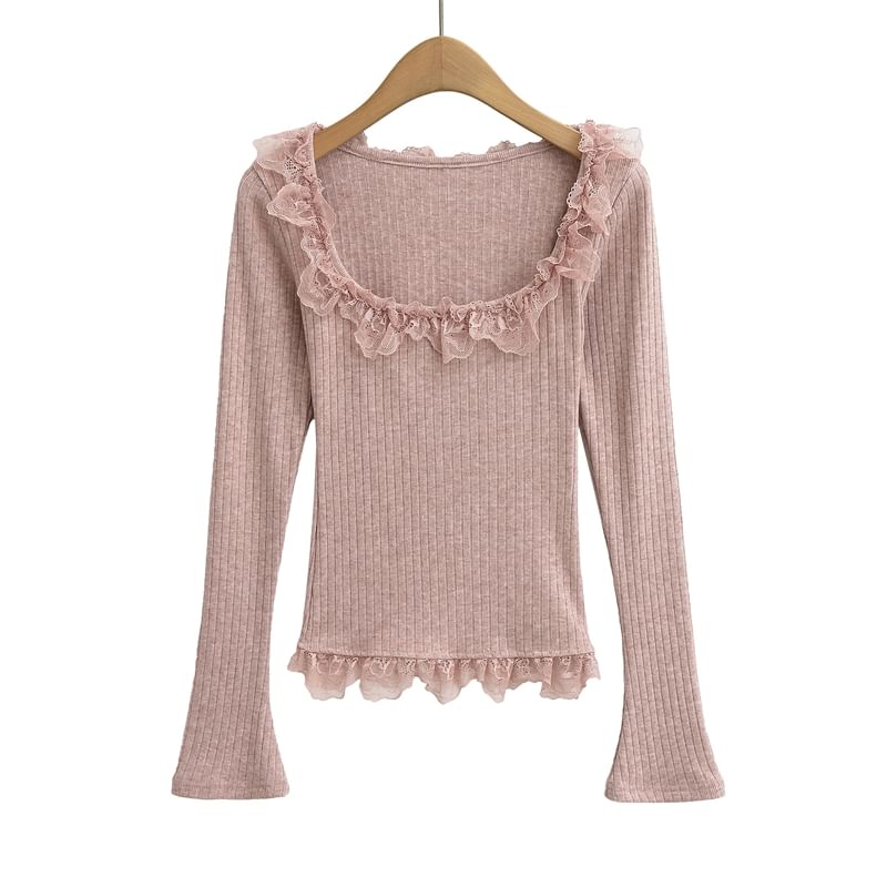 Scoop Neck Lace Crop Tee