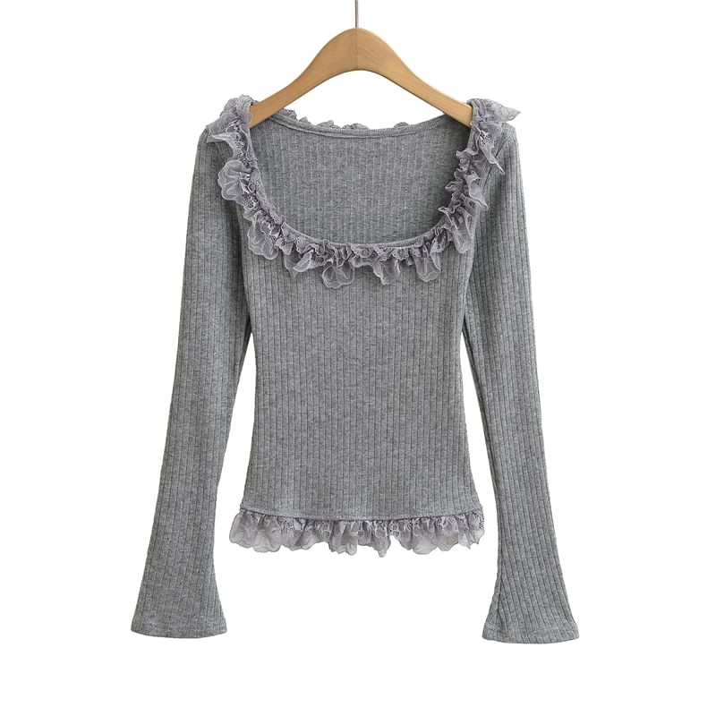 Scoop Neck Lace Crop Tee