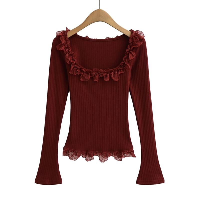 Scoop Neck Lace Crop Tee