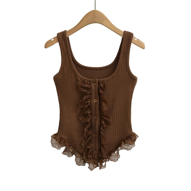 Button-Up Lace Crop Tank