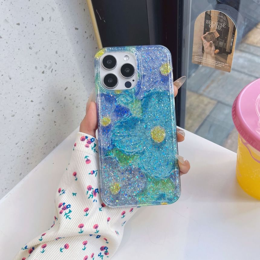 Floral Glitter Phone Case