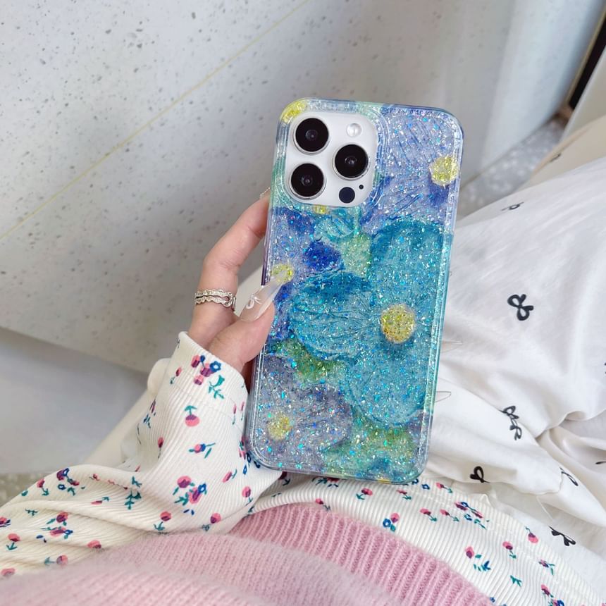 Floral Glitter Phone Case