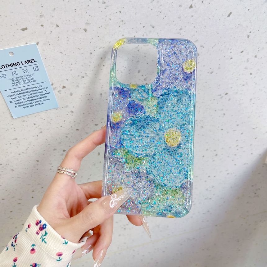 Floral Glitter Phone Case