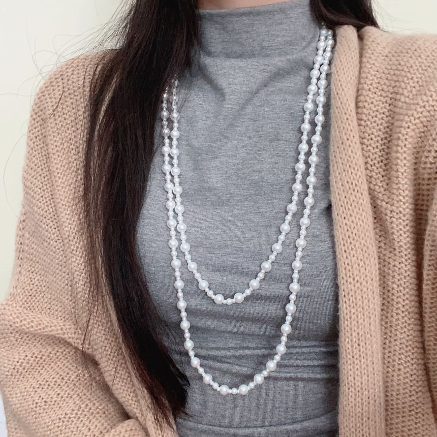 Pearl Layered Faux Beaded Necklace