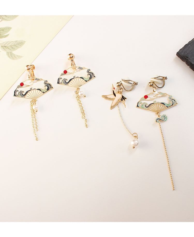 Dangle Earring Alloy Crane Designs) (Various
