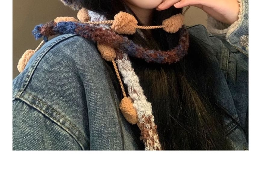 Panel Hat Knit Ear Fluffy Bear
