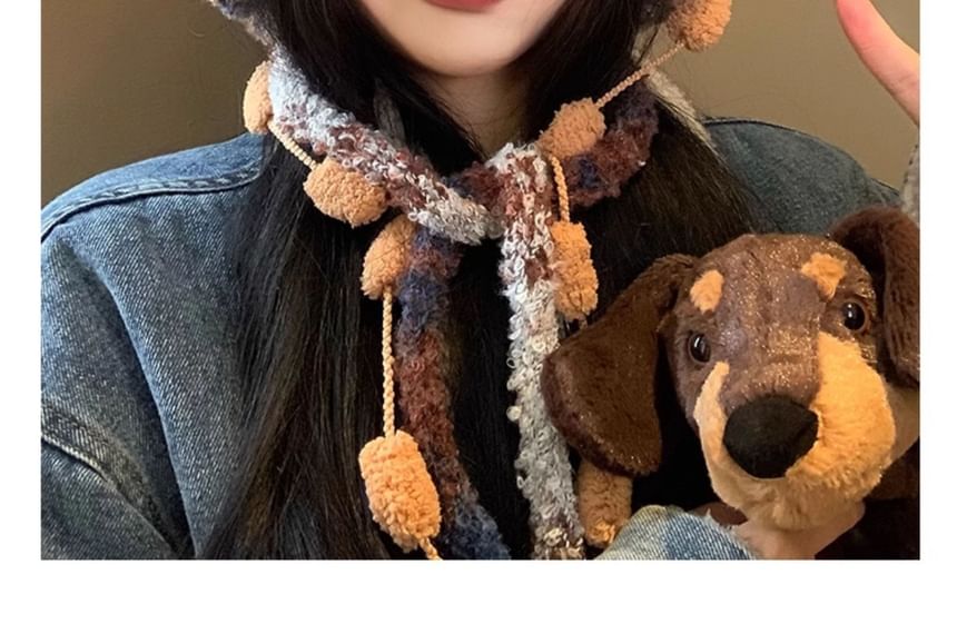 Panel Hat Knit Ear Fluffy Bear