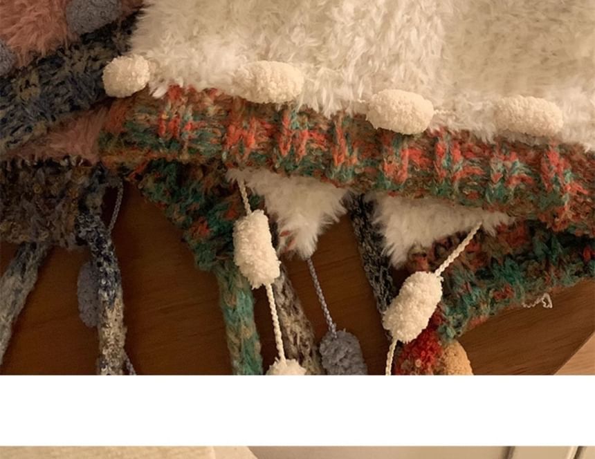 Panel Hat Knit Ear Fluffy Bear