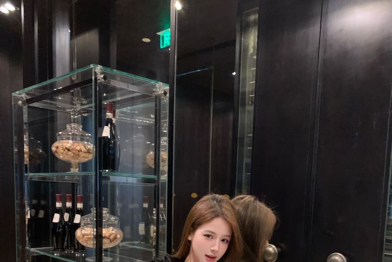 Tube Fluffy Panel / Leather Faux Bodycon Sequin Jacket Dress Plain Mini