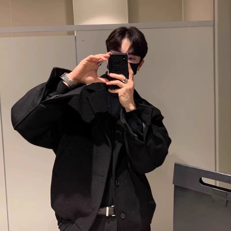 Lapel Collar Plain Single-Breasted Blazer