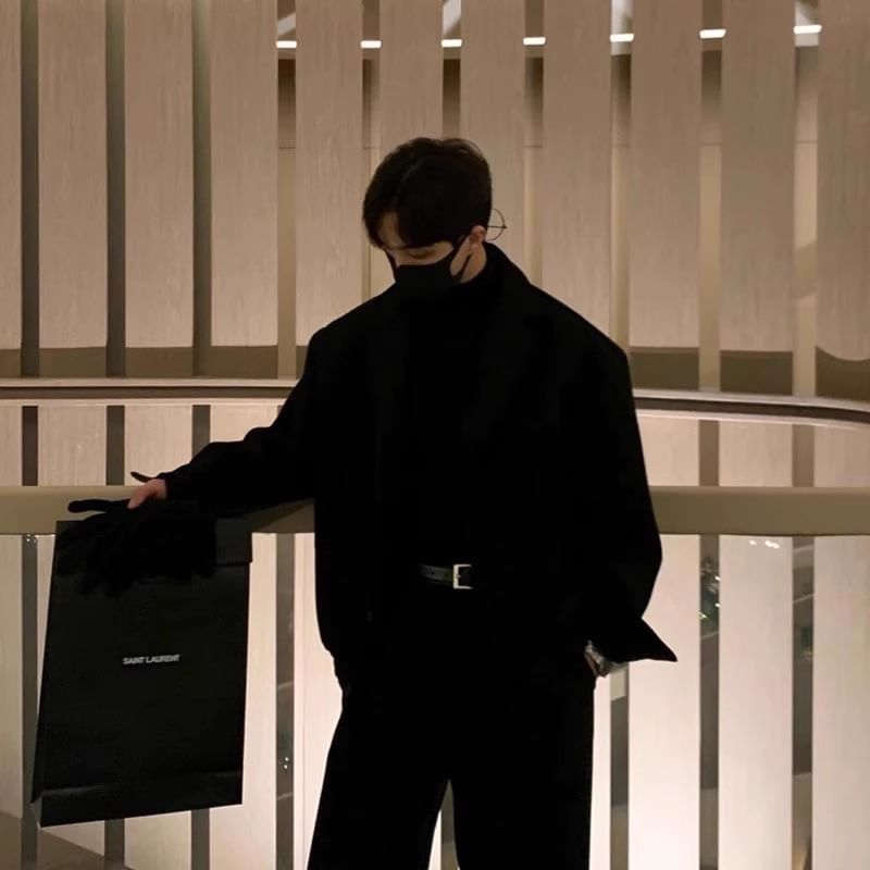 Lapel Collar Plain Single-Breasted Blazer