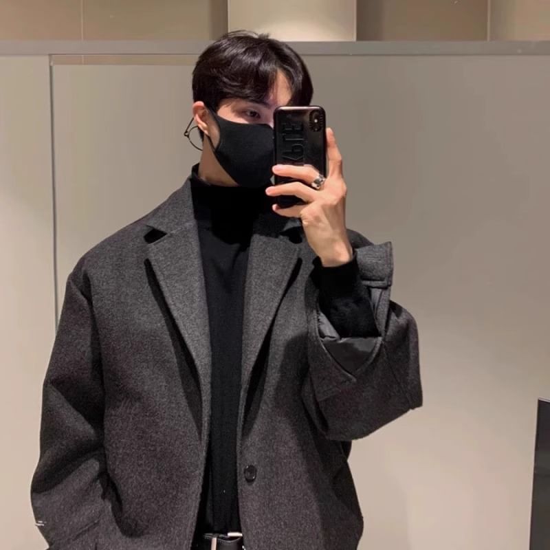 Lapel Collar Plain Single-Breasted Blazer